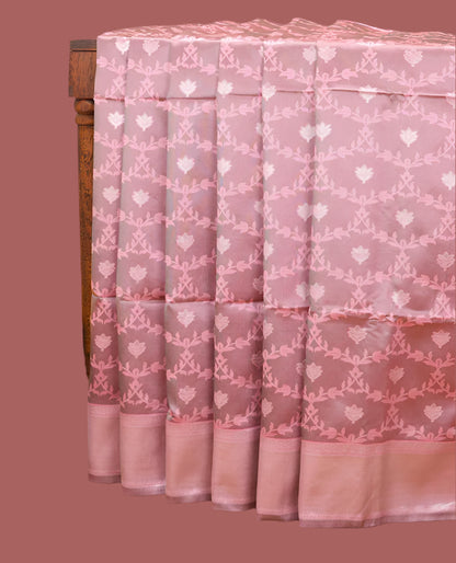 Soft Silk Saree with Silver Zari Border & Rich Pallu | Butta Design Blouse| Onion pink jaal design