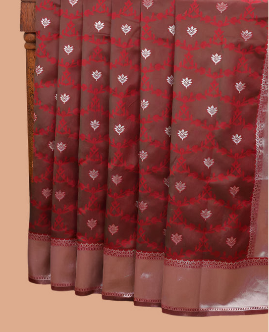 Soft Silk Saree with Silver Zari Border & Rich Pallu | Butta Design Blouse| Mustard jaal design