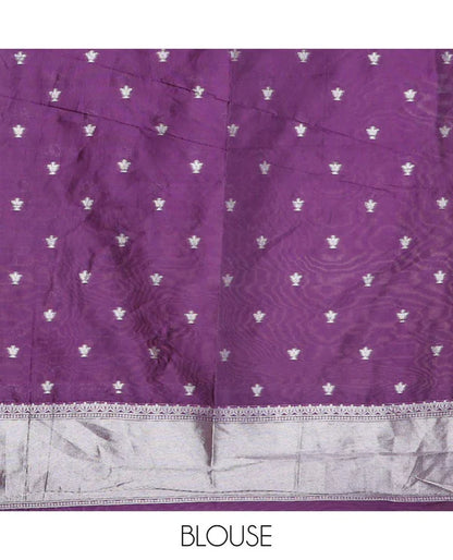 Soft Silk Saree with Silver Zari Border & Rich Pallu | Butta Design Blouse| Wine jaal design